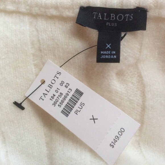 Talbots NWT White Cable Knit Cardigan Size X-16W/18W - Picture 2 of 4